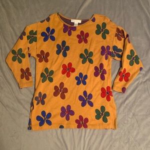 The Limited Yellow Floral Sweater EUC Size L